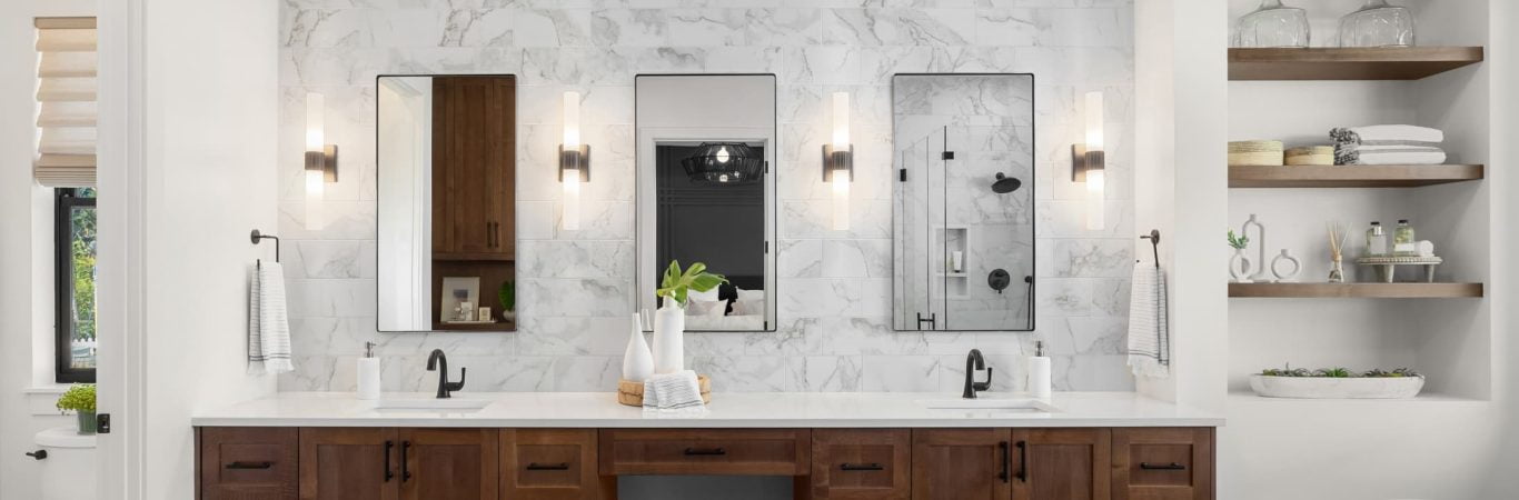 Luxury bathroom sinks and mirrors